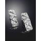 Silver Textured Drop Earrings The Liquid, image , picture 2