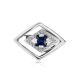 Silver Ring With Synthetic Sapphire And White Crystals, Ring Size: 7 / 17.5, image , picture 4