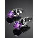 Bold Silver Earrings With Amethyst, image , picture 2