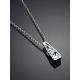 Silver Necklace With White Crystal Pendant, Length: 45, image , picture 2