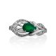 Silver Ring With Green Agate And White Crystals, Ring Size: 8.5 / 18.5, image , picture 4