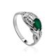 Silver Ring With Green Agate And White Crystals, Ring Size: 8.5 / 18.5, image 