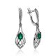 Filigree Silver Dangle Earrings With Agate And Crystals, image 