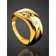 Elegant Gold Plated Band Ring With Crystals, Ring Size: 6.5 / 17, image , picture 2