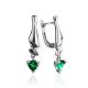 Futuristic Silver Earrings With Nano Emeralds, image 