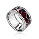 Silver Band Ring With Enamel, Ring Size: 6.5 / 17, image 