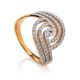 Curvaceous Golden Ring With Crystals, Ring Size: 10 / 20, image 