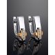 Silver Earrings With Golden Elements And Diamonds The Diva, image , picture 2