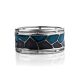 Silver Band Ring With Black And Blue Enamel, Ring Size: 8 / 18, image , picture 3