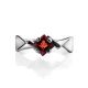 Futuristic Silver Ring With Garnet, Ring Size: 5.5 / 16, image , picture 3