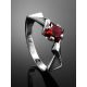 Futuristic Silver Ring With Garnet, Ring Size: 5.5 / 16, image , picture 2