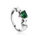 Silver Ring With Bright Nano Emerald, Ring Size: 6 / 16.5, image 