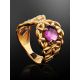 Gold Plated Cocktail Ring With Crystal, Ring Size: 6 / 16.5, image , picture 2