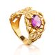 Gold Plated Cocktail Ring With Crystal, Ring Size: 6 / 16.5, image 