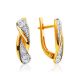 Classy Gold Plated Earrings With Crystals, image 