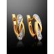 Classy Gold Plated Earrings With Crystals, image , picture 2