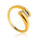 Elegant Gold Plated Ring With Crystals, Ring Size: 6 / 16.5, image 