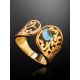 Bold Gold Plated Ring With Blue Crystal, Ring Size: 8 / 18, image , picture 2
