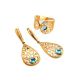 Bold Gold Plated Ring With Blue Crystal, Ring Size: 7 / 17.5, image , picture 4