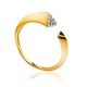 Gold Plated Open Ring With Crystals, Ring Size: 8 / 18, image 