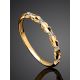 Laconic Gold Plated Ring With Crystals, Ring Size: 6 / 16.5, image , picture 2