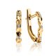 Gold Plated Earrings With White Crystals, image 