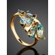 Fabulous Gold Plated Ring With Blue Crystals, Ring Size: 7 / 17.5, image , picture 2