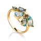 Fabulous Gold Plated Ring With Blue Crystals, Ring Size: 8.5 / 18.5, image 