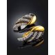 Gold Plated Earrings With Black And White Crystals, image , picture 2