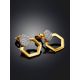 Geometric Gold Plated Stud Earrings With Crystals, image , picture 2