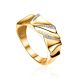 Bright Gold Plated Band Ring With Crystals, Ring Size: 8 / 18, image 