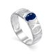Silver Ring With Blue Stone And Crystals, Ring Size: 6 / 16.5, image 