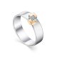 Silver Ring With Golden Details And Diamonds The Diva, Ring Size: 6.5 / 17, image 