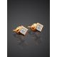 Square Gold Diamond Studs, image , picture 2