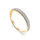Golden Ring With Two Diamond Rows, Ring Size: 6.5 / 17, image 