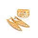 Designer Geometric Gold Plated Silver Earrings, image , picture 3