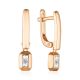 Geometric Golden Earrings With Diamond Dangles, image 