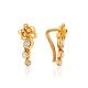 Refined Gold Plated Silver Floral Earrings With Crystals, image 