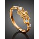 Charming Gold Plated Silver Floral Ring With Crystals, Ring Size: 5.5 / 16, image , picture 2