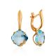 Golden Earrings With Topaz Centerpieces, image 