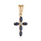 Golden Cross Pendant With Sapphires And Diamonds, image 