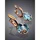 Golden Earrings With Topaz Centerpieces, image , picture 2