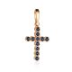 Versatile Gold Sapphire Cross Pendant, image 