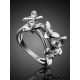White Gold Floral Ring With Diamonds The Legend, Ring Size: 7 / 17.5, image , picture 2