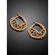 Laced Gold Plated Silver Round Earrings, image , picture 2