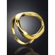 Stunning Contemporary Design Gold-Plated Silver Ring The Liquid, Ring Size: Adjustable, image , picture 2