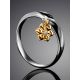 Silver Golden Floral Ring With Diamond The Diva, Ring Size: 6 / 16.5, image , picture 2