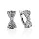 Cute Silver Bow Earrings With Crystals, image 