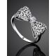Ornate Silver Filigree Bow Ring With Crystals, Ring Size: 5 / 15.5, image , picture 2