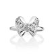 Filigree Silver Bow Ring With Crystals, Ring Size: 8 / 18, image , picture 3